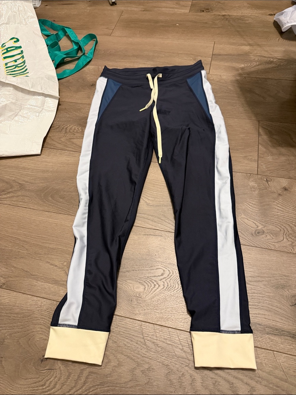 The upside size medium leggings  Pants with Light Blue Panels and Cream @@@@